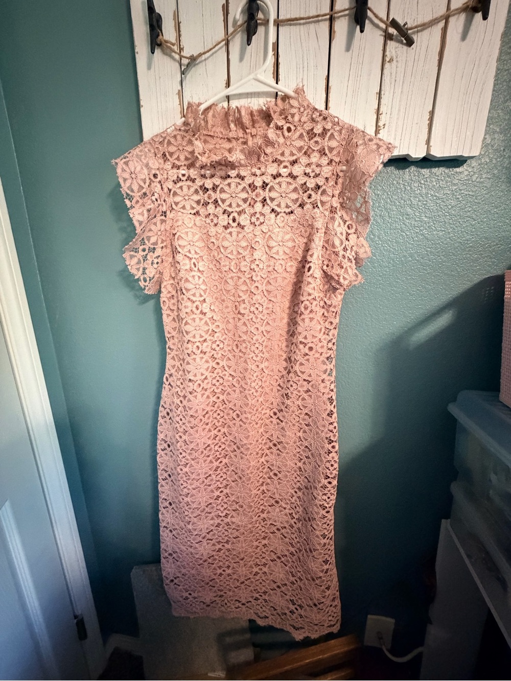 Enfocus Studio Blush Pink Lace Midi Dress